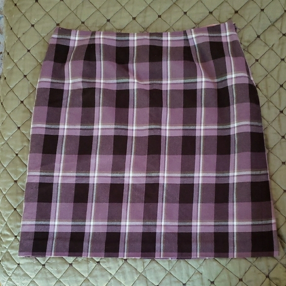 Nine & Company Dresses & Skirts - Purple and White Plaid Midi Vintage Straight Skirt for Casual Occasions